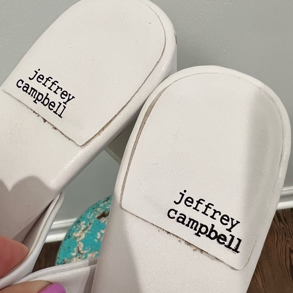 Jeffrey Campbell white platform slide high heeled sandals size 8 vegan leather - Picture 12 of 13